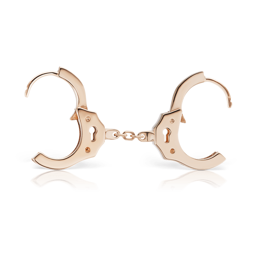 Handcuff Hoop Earring with Short Chain Rose Gold 8mm
