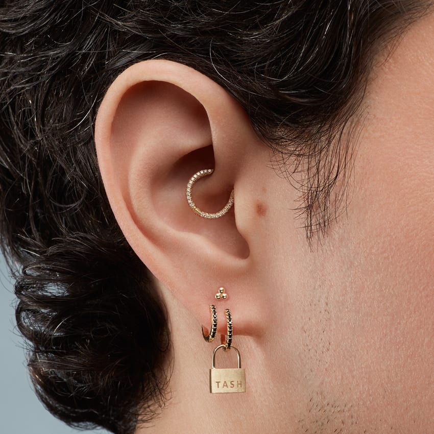 Padlock Hoop Earring Yellow Gold 5mm