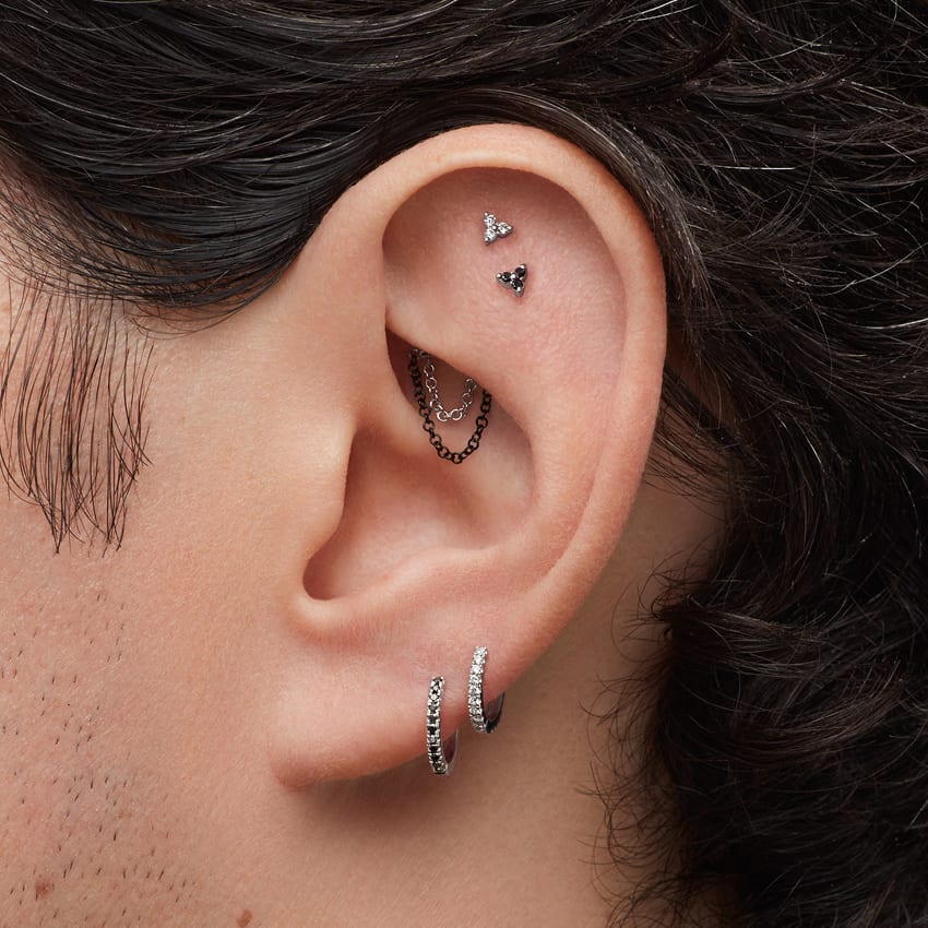 Double Chain Drape White Gold Vertical