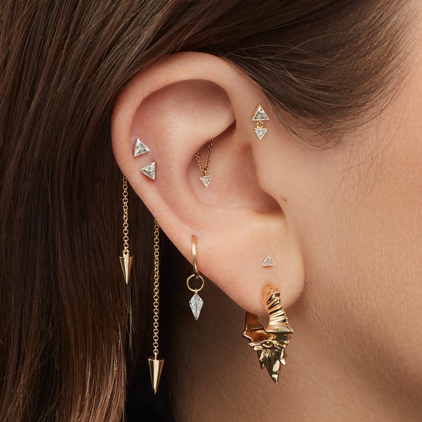 Pendulum Charm with Short Spike Yellow Gold 20mm