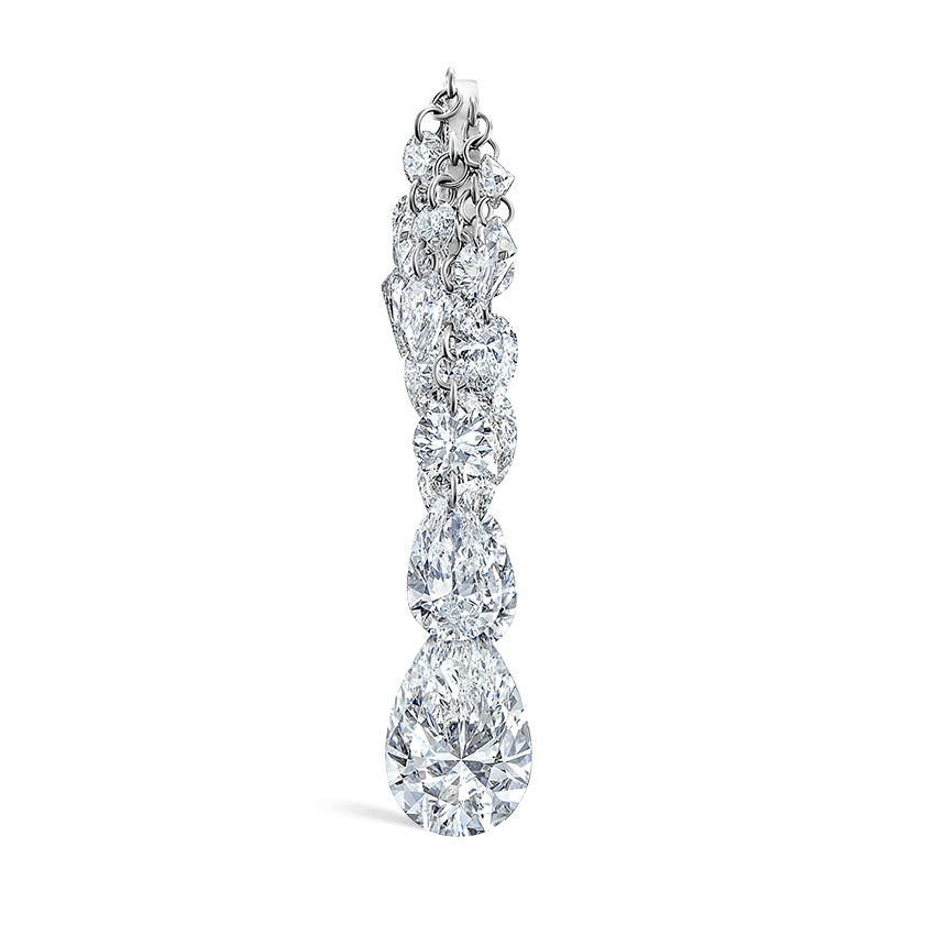 Grand Pear Floating Diamond Tassel White Gold 6.86ct