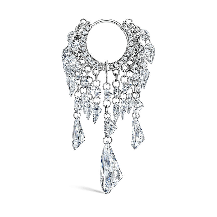 Grand Pear Floating Diamond Tassel White Gold 6.86ct