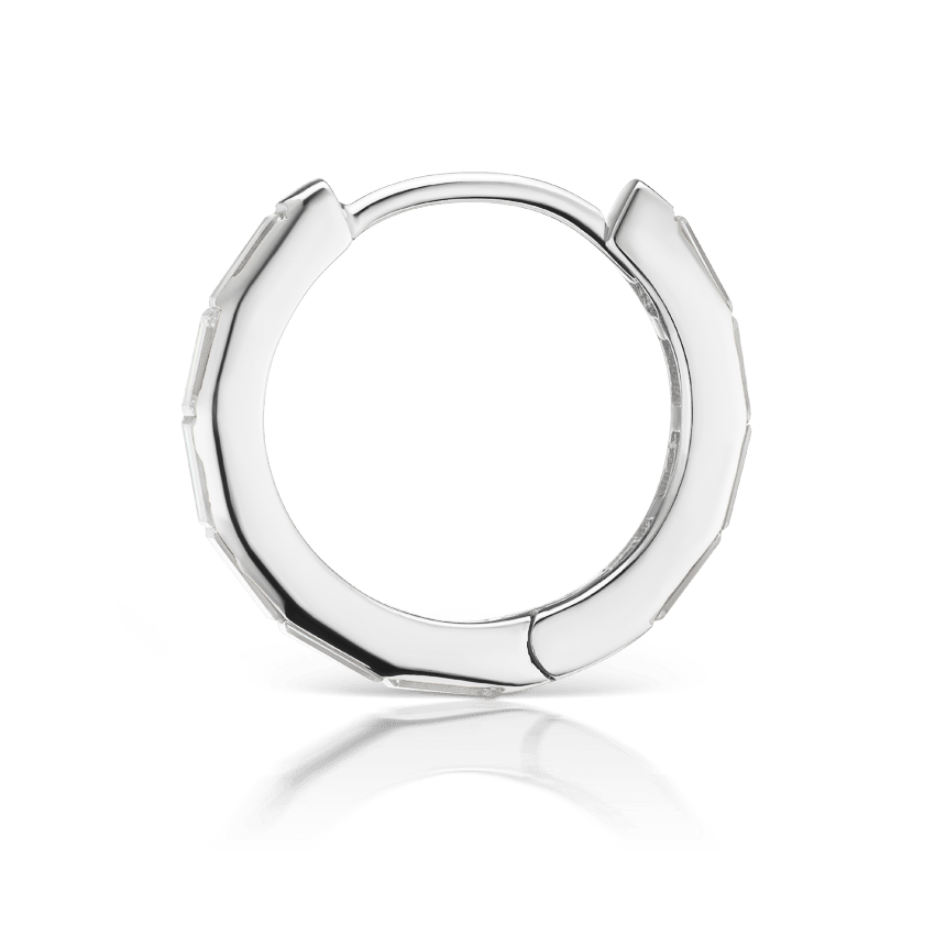 Invisible Set Baguette Diamond Eternity Hoop Earring White Gold 9.5mm