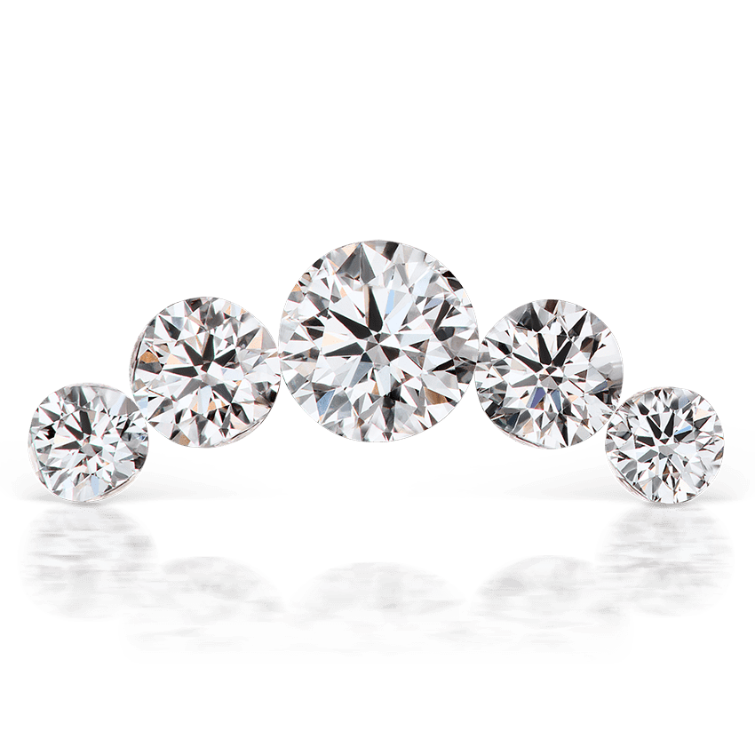 Invisible Set Five Diamond Open Curve Threaded Stud Earring White Gold