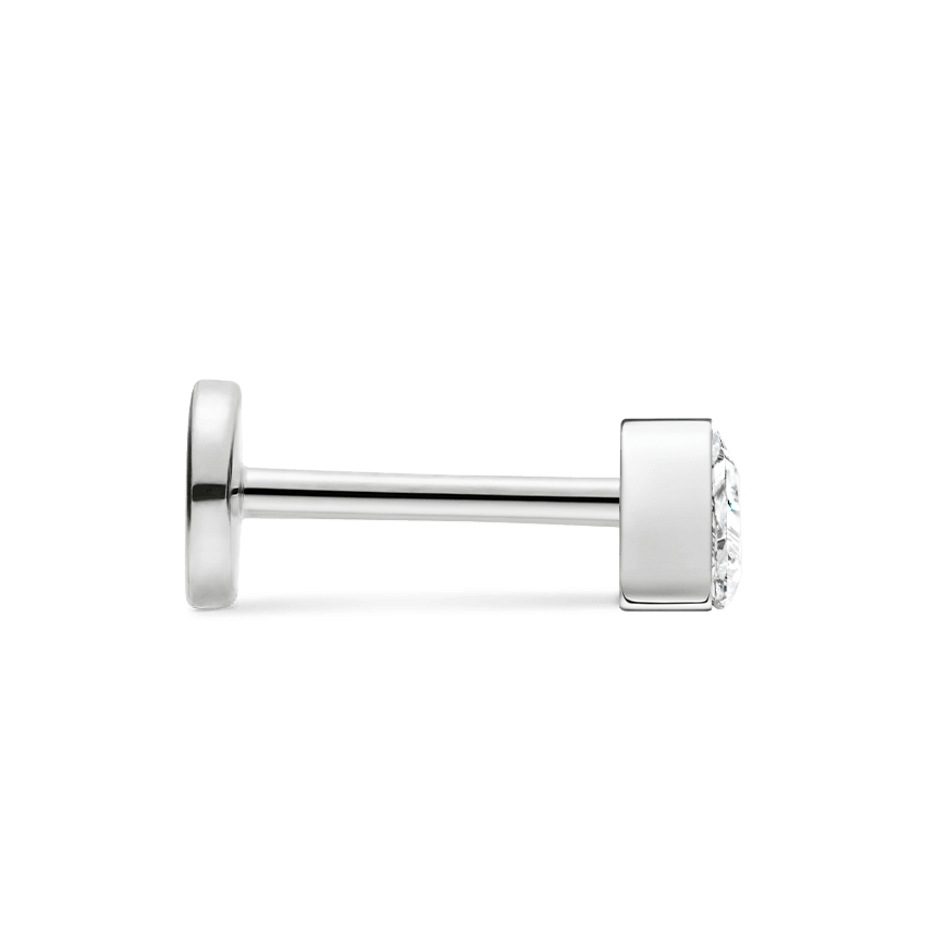 Invisible Set Triangle Diamond Threaded Stud Earring White Gold 2.5mm