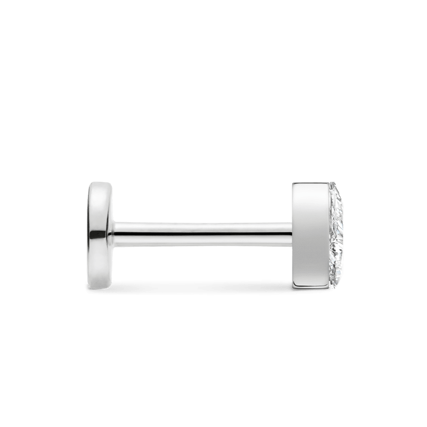 Invisible Set Triangle Diamond Threaded Stud Earring White Gold 4mm