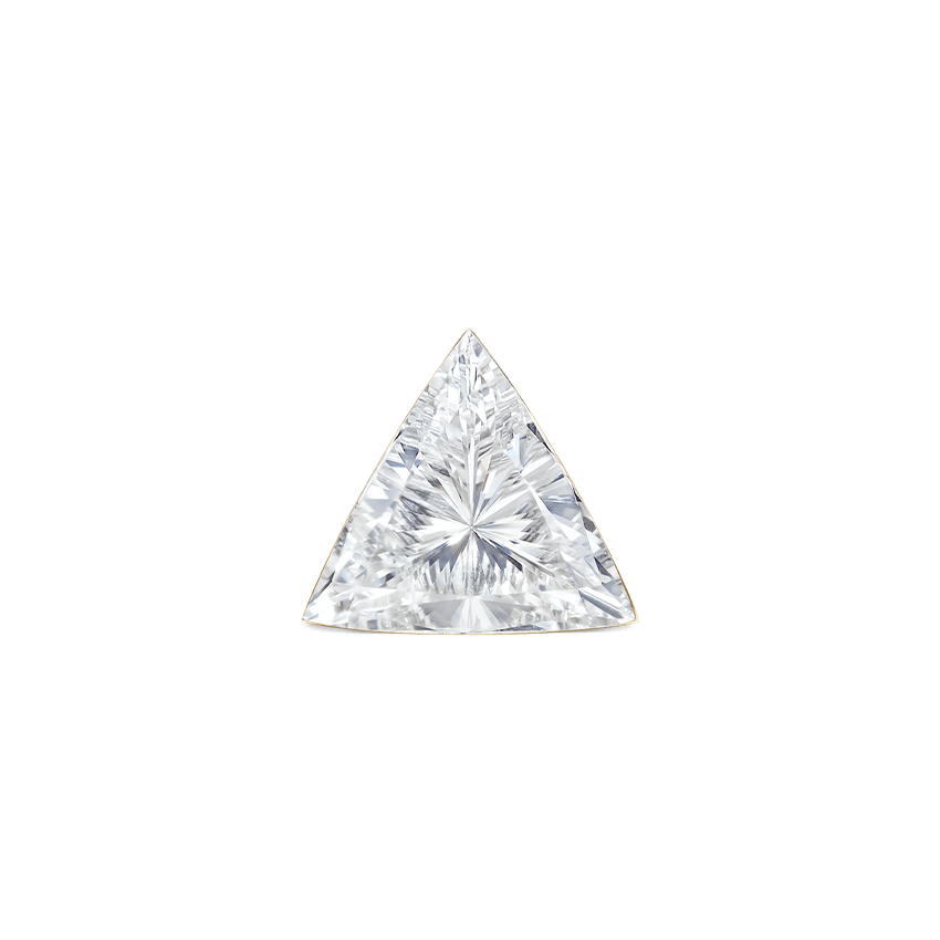 Invisible Set Triangle Diamond Threaded Stud Earring Yellow Gold 4mm