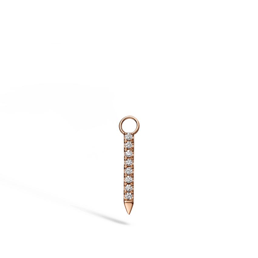 Black and White Diamond Eternity Bar Charm Rose Gold 11mm