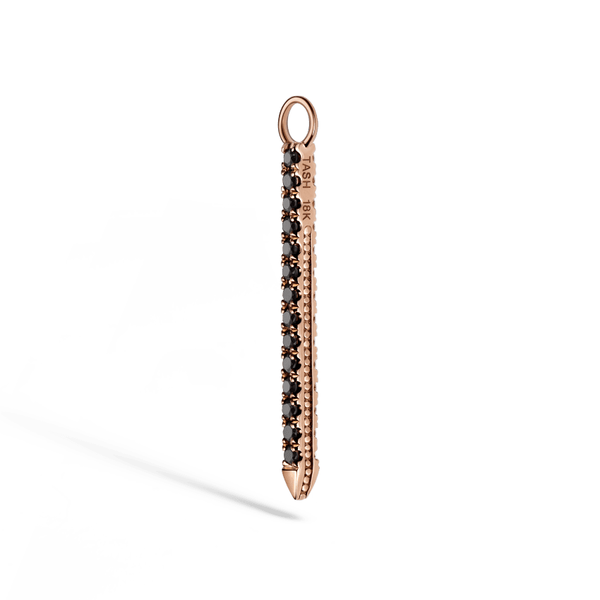 Black and White Diamond Eternity Bar Charm Rose Gold 18mm