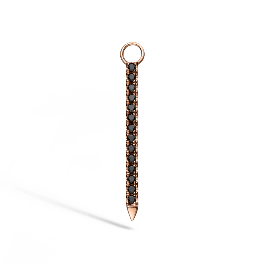 Black and White Diamond Eternity Bar Charm Rose Gold 18mm