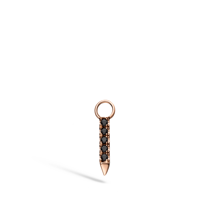 Black and White Diamond Eternity Bar Charm Rose Gold 7mm