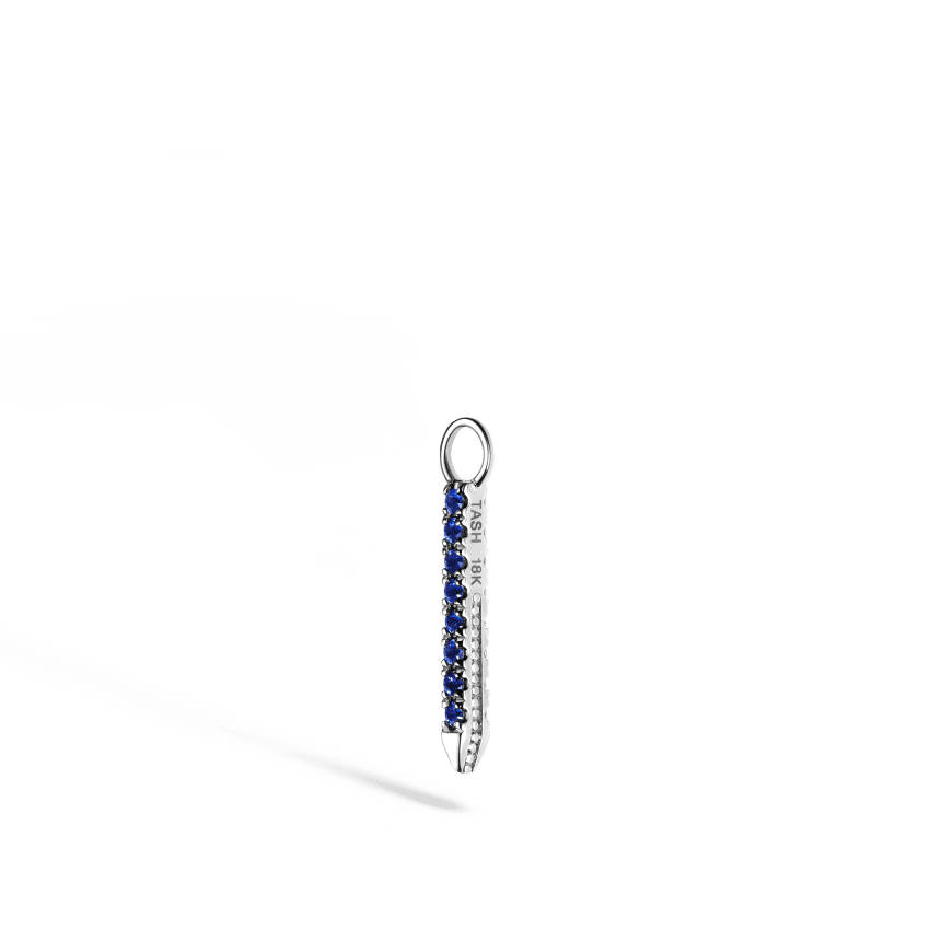 Diamond and Sapphire Eternity Bar Charm White Gold 11mm