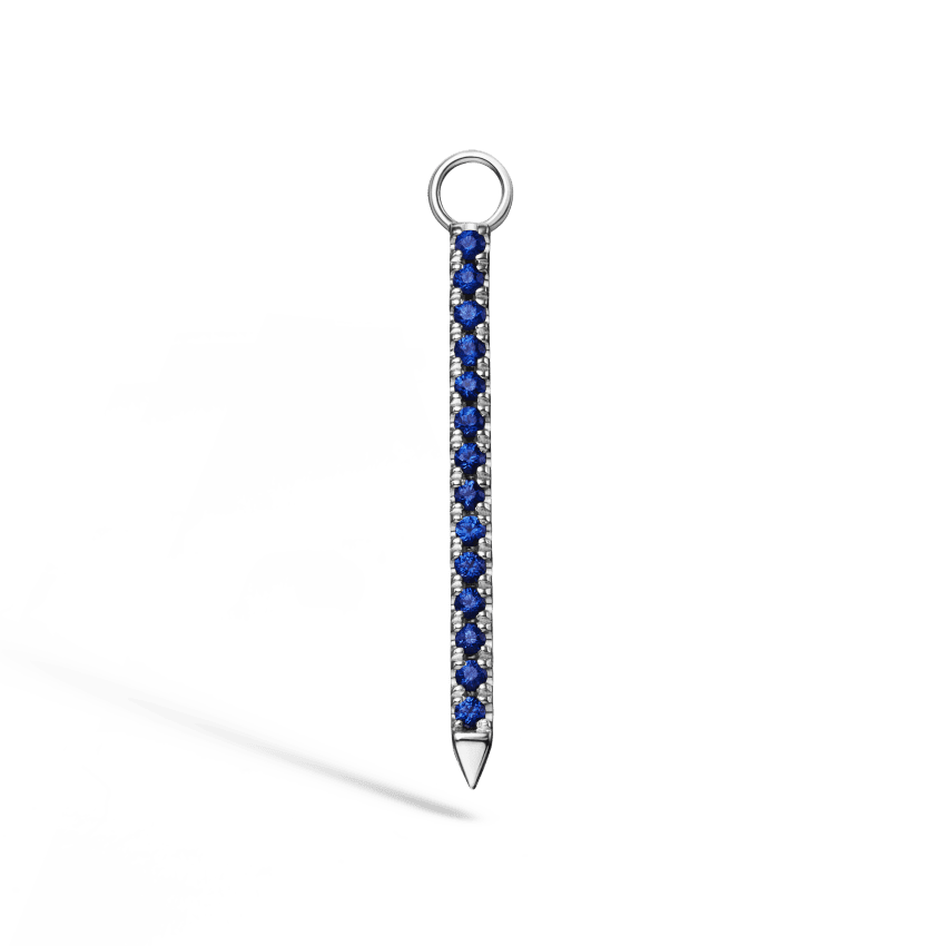 Diamond and Sapphire Eternity Bar Charm White Gold 18mm
