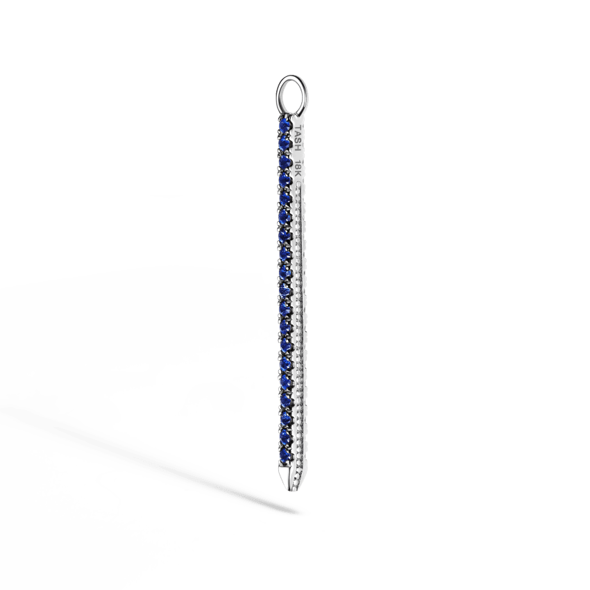 Diamond and Sapphire Eternity Bar Charm White Gold 24mm