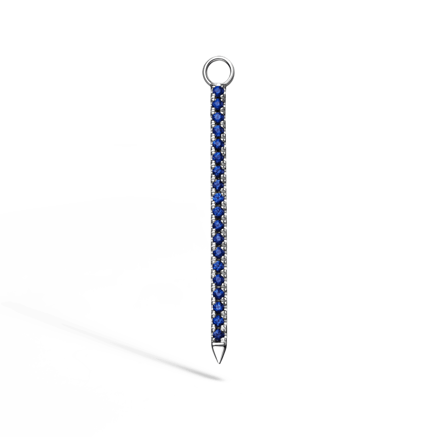 Diamond and Sapphire Eternity Bar Charm White Gold 24mm