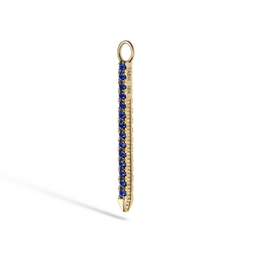 Diamond and Sapphire Eternity Bar Charm Yellow Gold 18mm