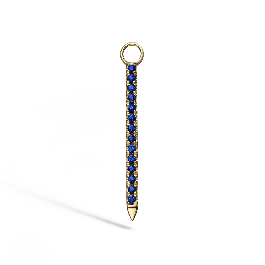 Diamond and Sapphire Eternity Bar Charm Yellow Gold 18mm