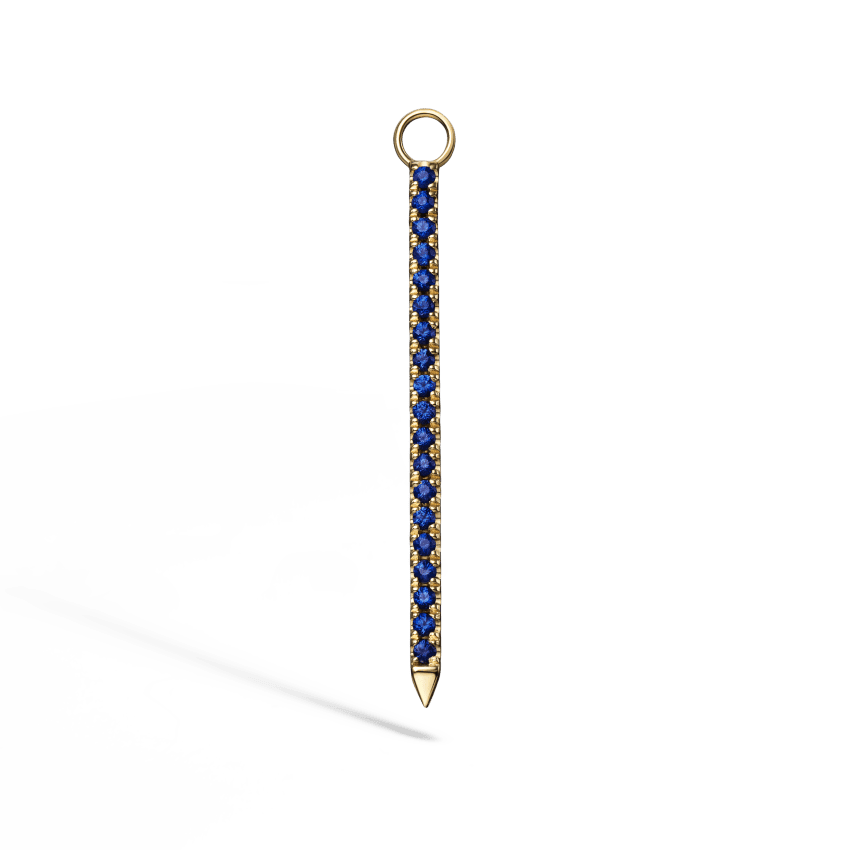 Diamond and Sapphire Eternity Bar Charm Yellow Gold 24mm