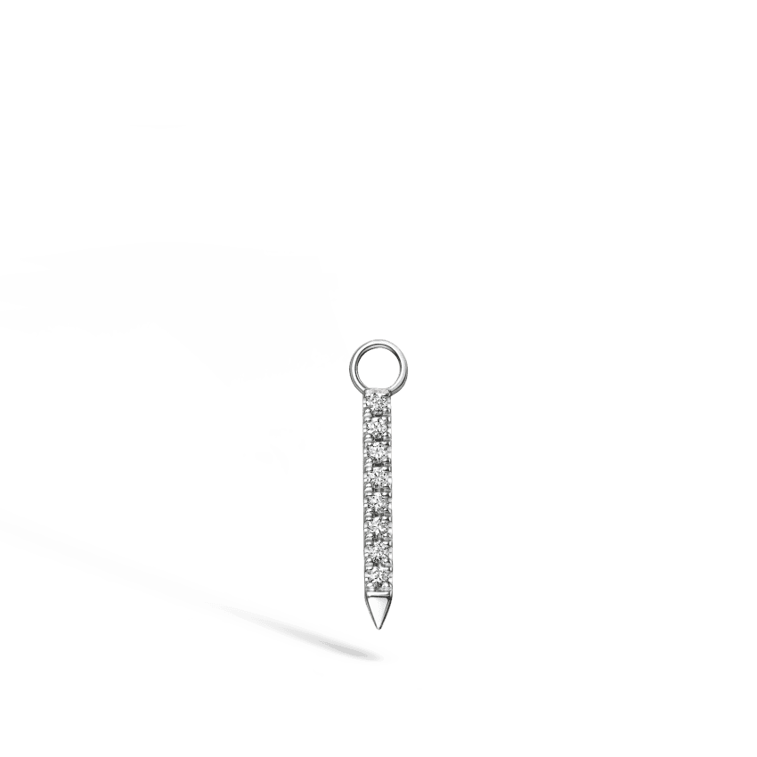 Diamond and Emerald Eternity Bar Charm White Gold 11mm
