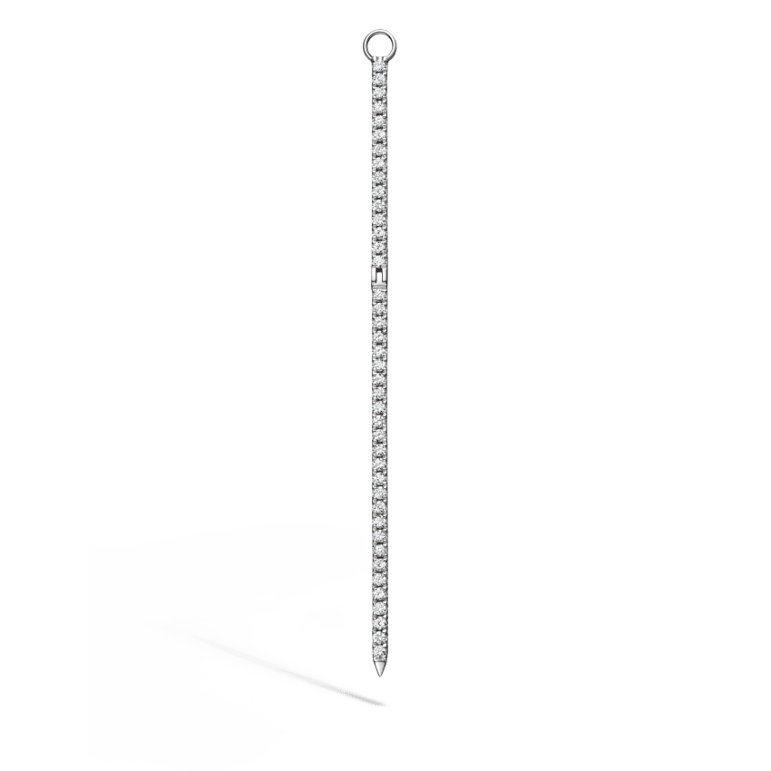 Diamond and Emerald Eternity Bar Charm White Gold 50mm