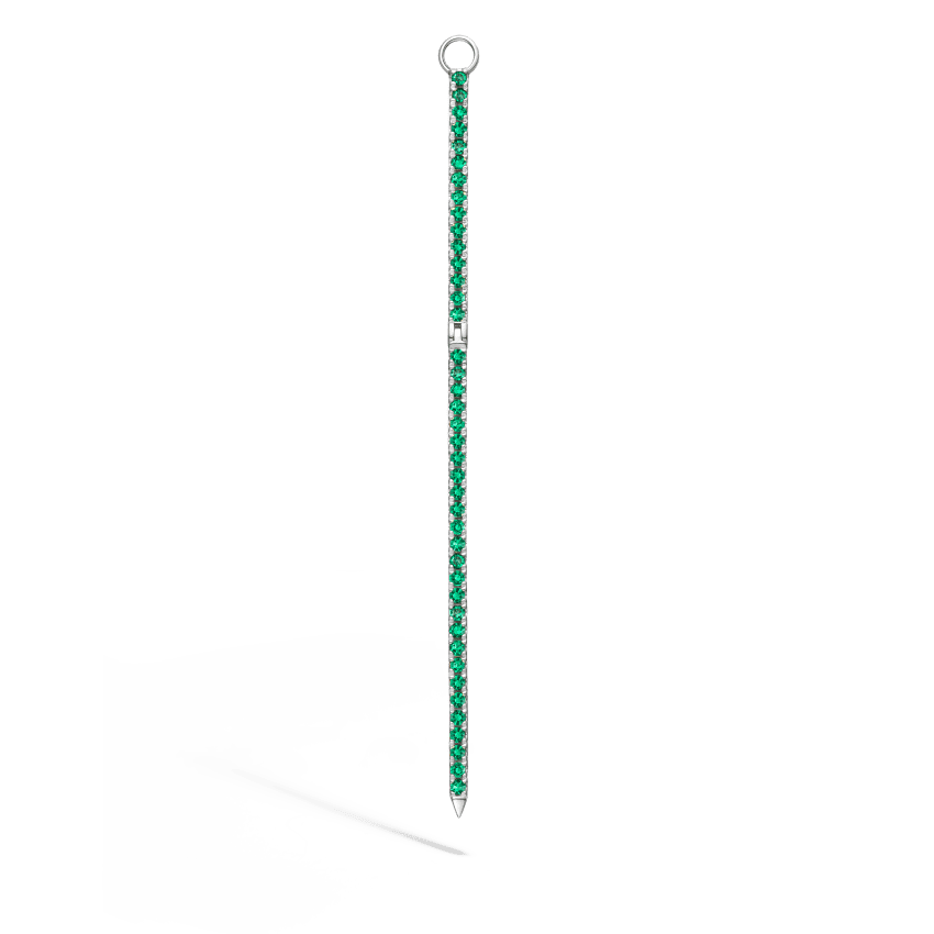 Diamond and Emerald Eternity Bar Charm White Gold 50mm