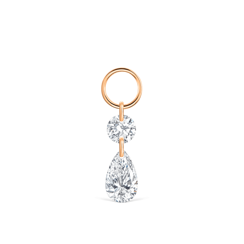 Floating Double Diamond Charm Rose Gold 2mm / 5mm