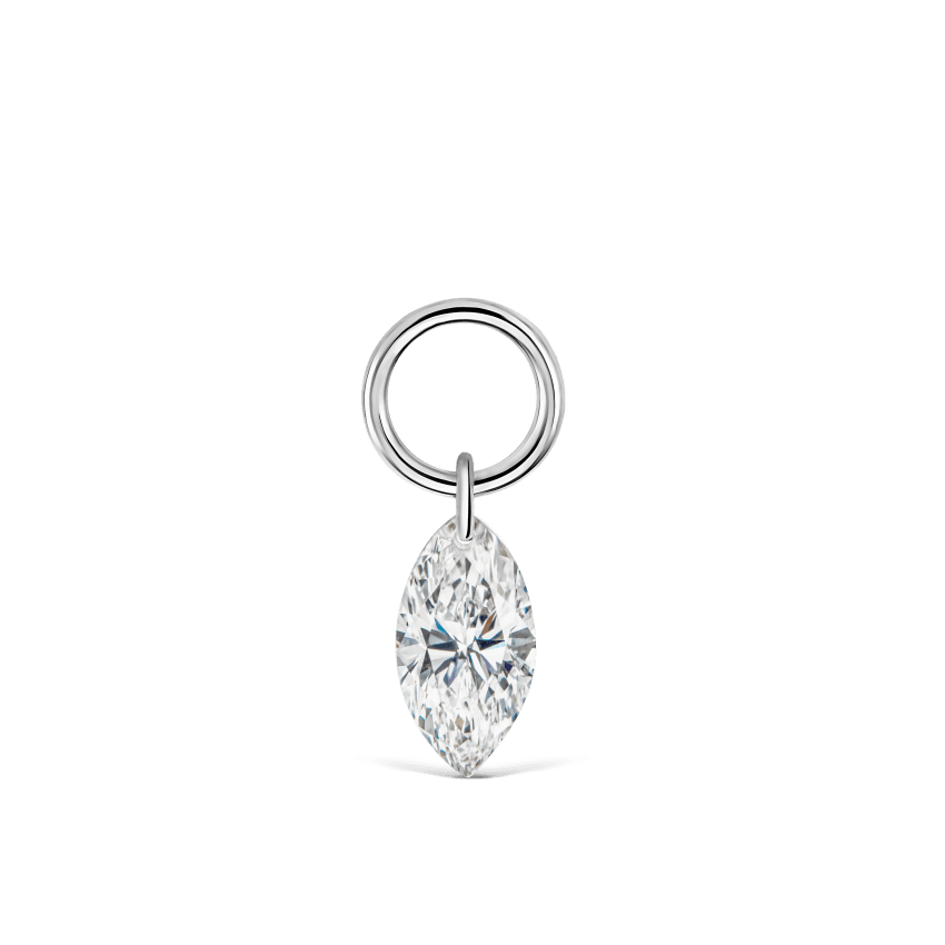 Marquise Diamond Charm White Gold 6mm