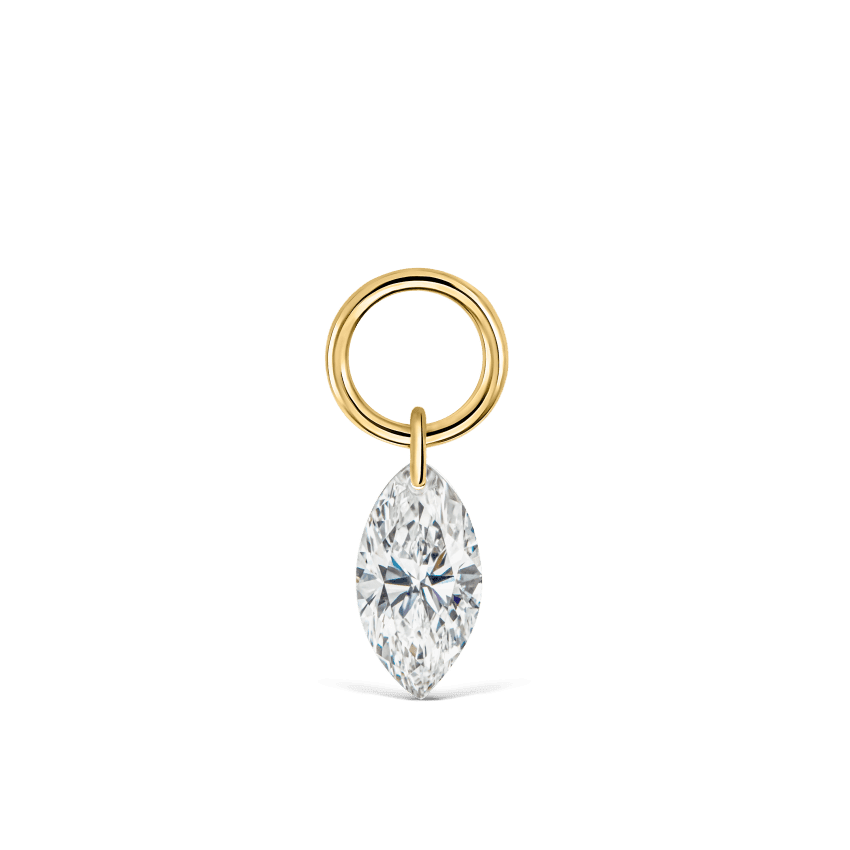 Marquise Diamond Charm Yellow Gold 6mm