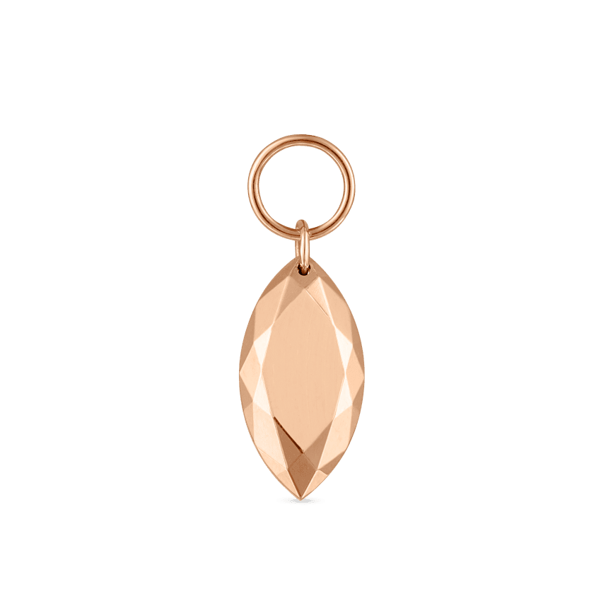 Faceted Gold Marquise Charm Rose Gold 9mm