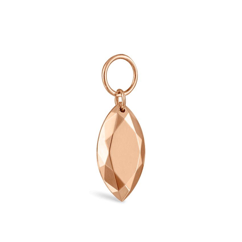 Faceted Gold Marquise Charm Rose Gold 9mm