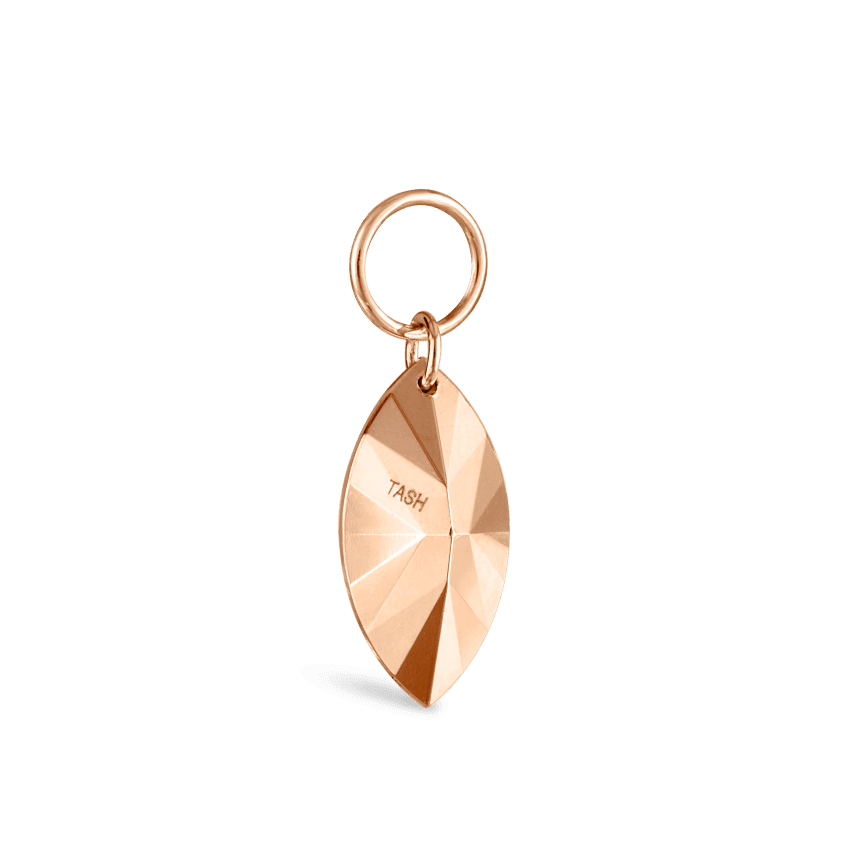 Faceted Gold Marquise Charm Rose Gold 9mm