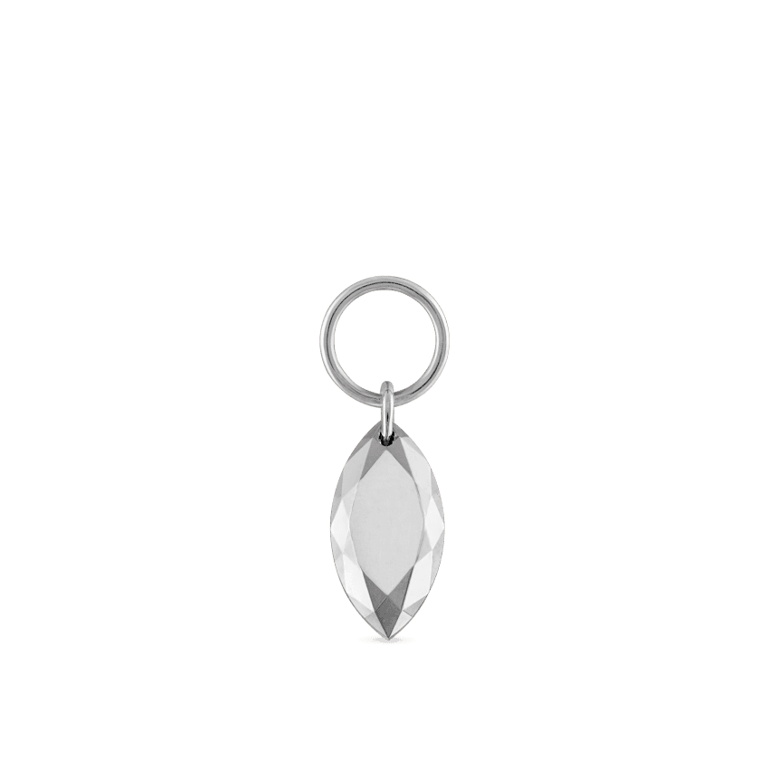 Faceted Gold Marquise Charm White Gold 6.5mm