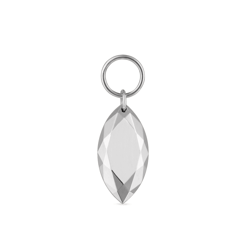 Faceted Gold Marquise Charm White Gold 9mm