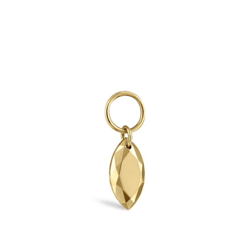 Faceted Gold Marquise Charm Yellow Gold 6.5mm