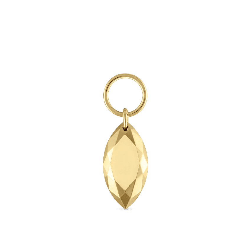 Faceted Gold Marquise Charm Yellow Gold 7.5mm