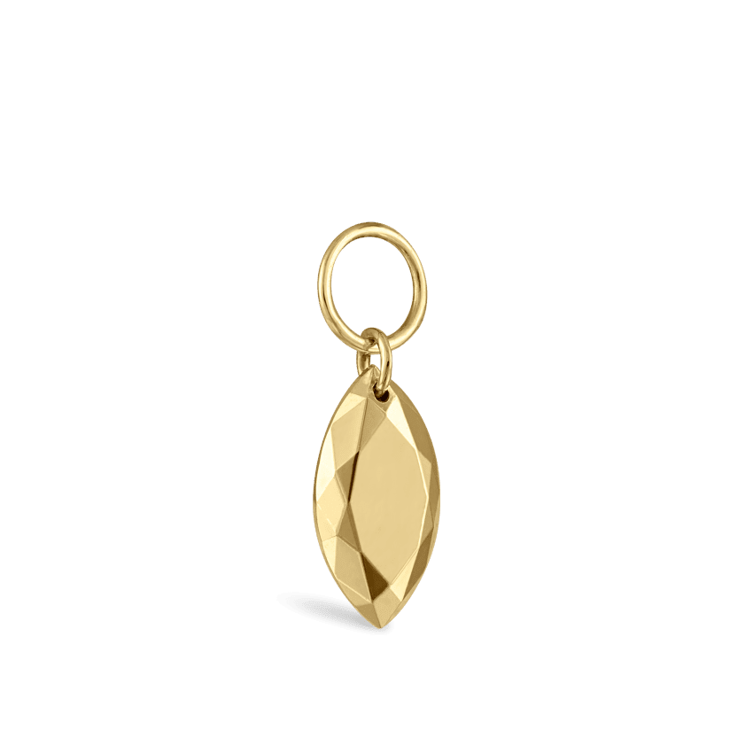 Faceted Gold Marquise Charm Yellow Gold 7.5mm