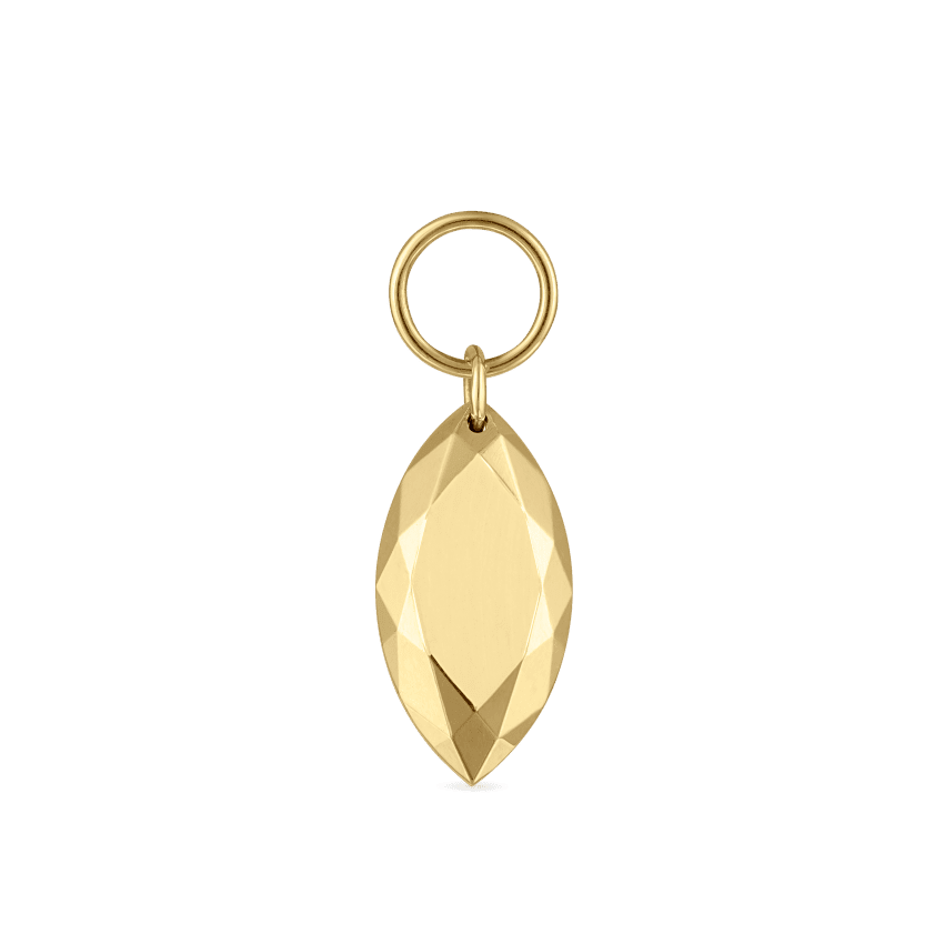 Faceted Gold Marquise Charm Yellow Gold 9mm