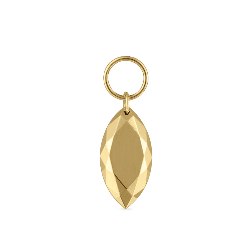 Faceted Gold Marquise Charm Yellow Gold 9mm