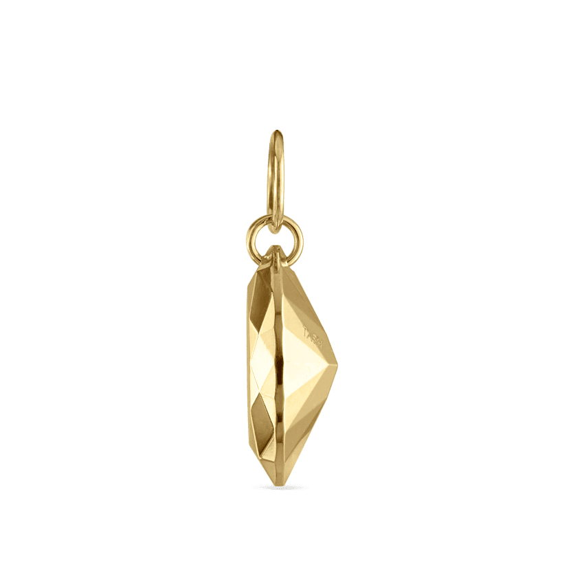Faceted Gold Marquise Charm Yellow Gold 9mm