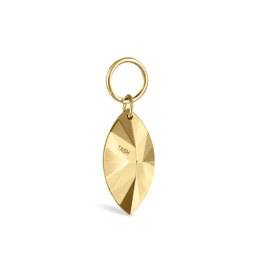 Faceted Gold Marquise Charm Yellow Gold 9mm