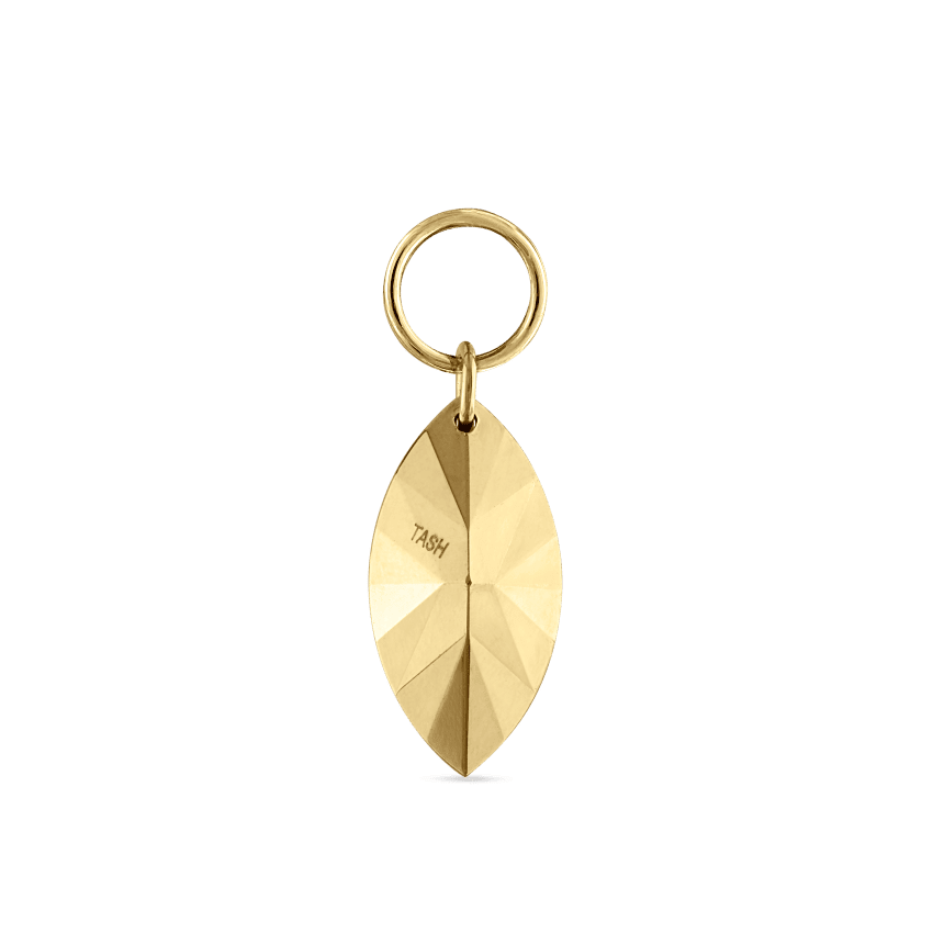 Faceted Gold Marquise Charm Yellow Gold 9mm