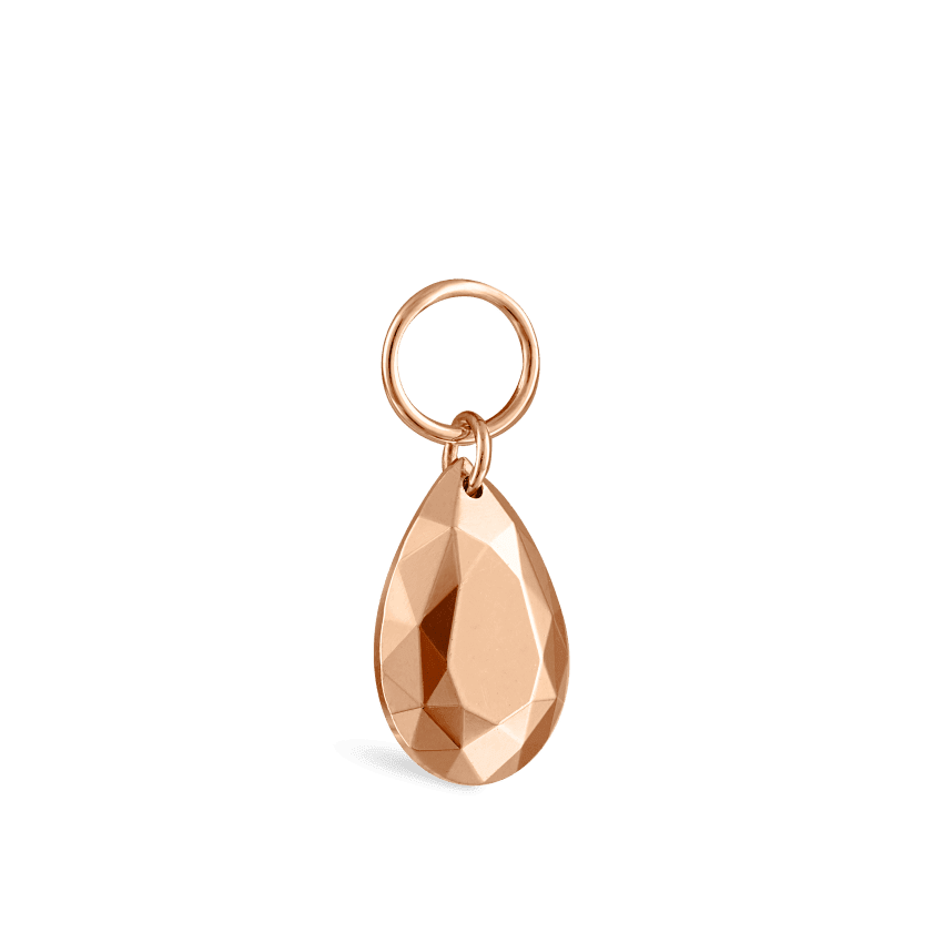 Faceted Gold Pear Charm Rose Gold 7.5mm