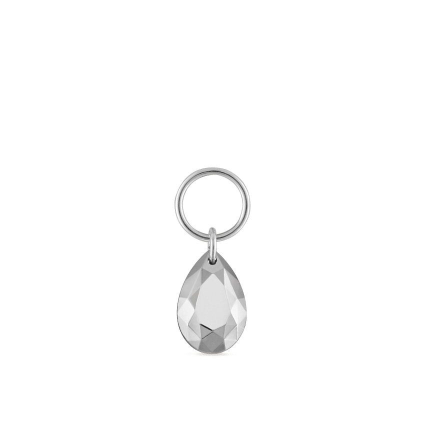 Faceted Gold Pear Charm White Gold 5.5mm