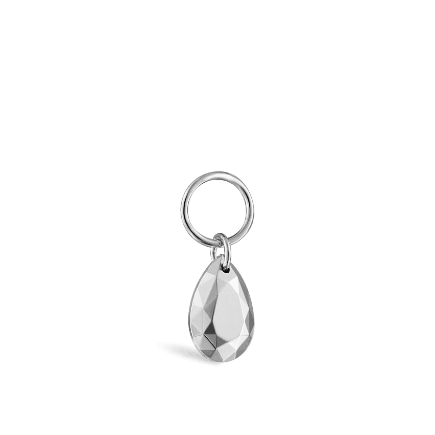Faceted Gold Pear Charm White Gold 5.5mm