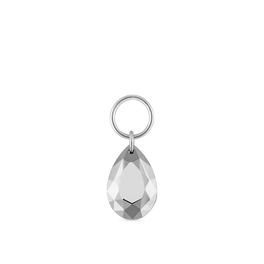Faceted Gold Pear Charm White Gold 6.5mm