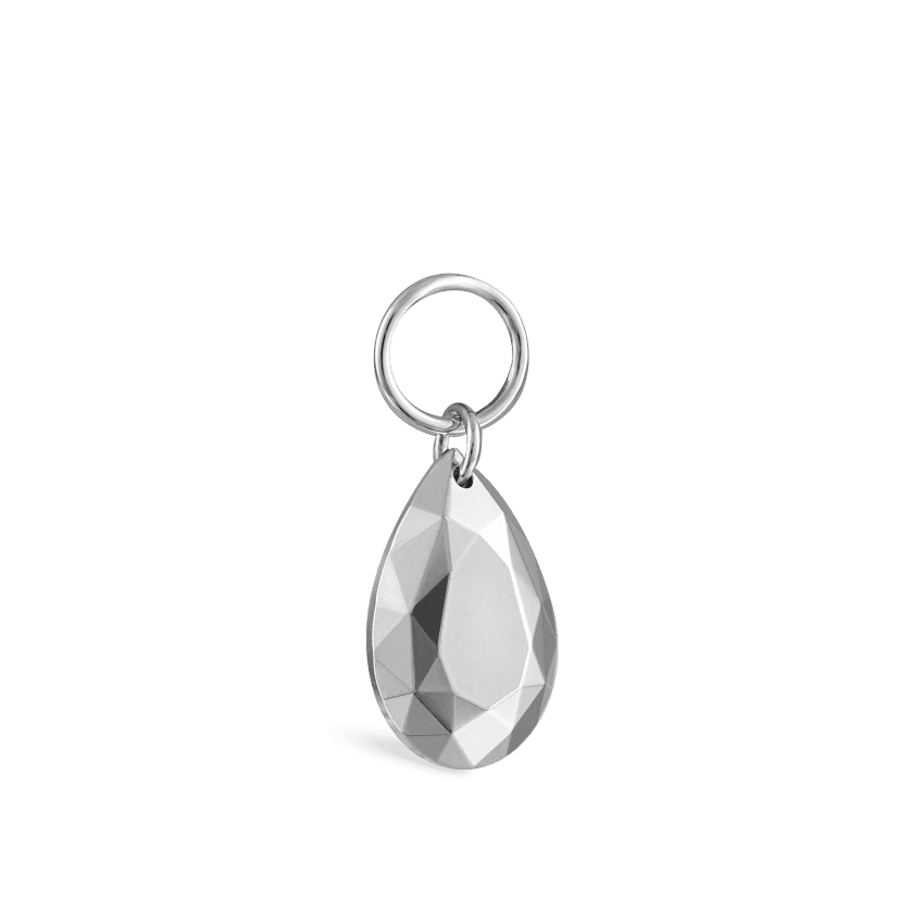 Faceted Gold Pear Charm White Gold 7.5mm