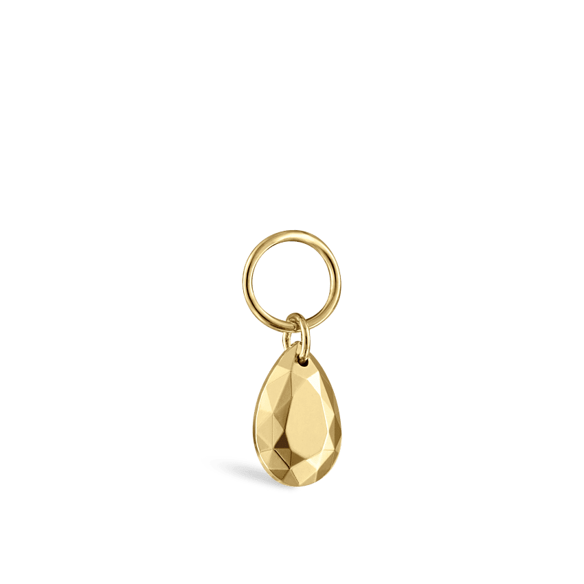 Faceted Gold Pear Charm Yellow Gold 5.5mm