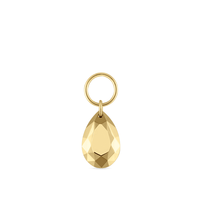 Faceted Gold Pear Charm Yellow Gold 6.5mm