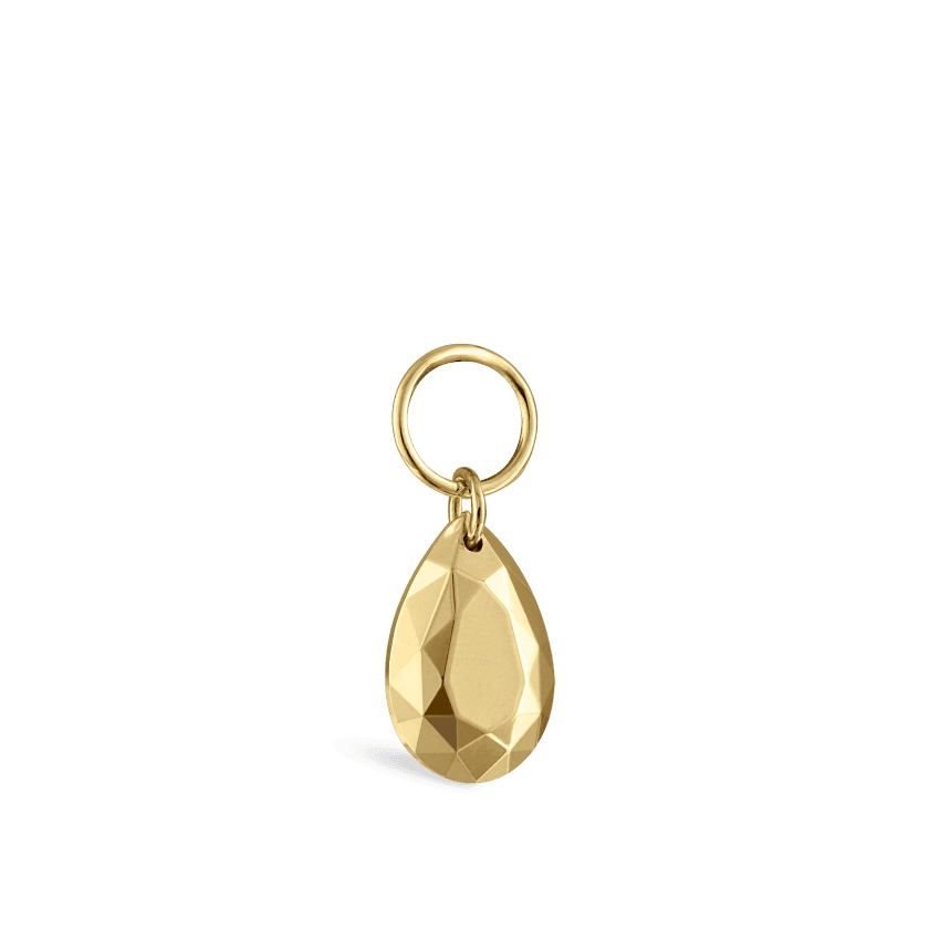 Faceted Gold Pear Charm Yellow Gold 6.5mm