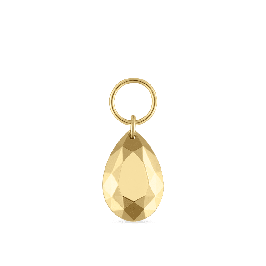 Faceted Gold Pear Charm Yellow Gold 7.5mm